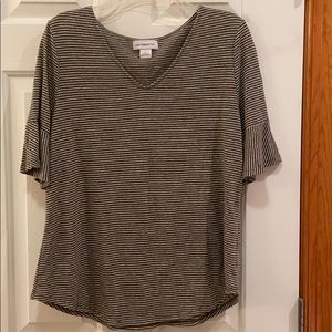 Liz Claiborne striped blouse. Olive green